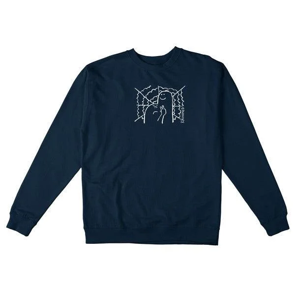 mens hoodie for night-time comfort-Krooked Skateboards Greetings Crewneck Navy