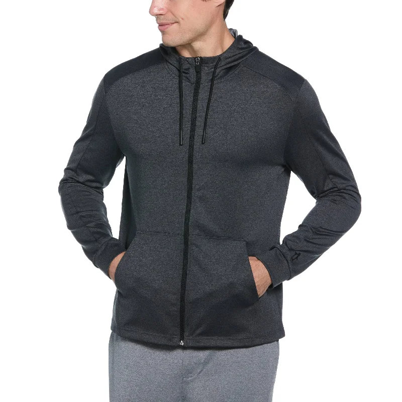 men's lightweight padded jackets-Penguin Sport Full Zip Midweight Pieced Hoodie