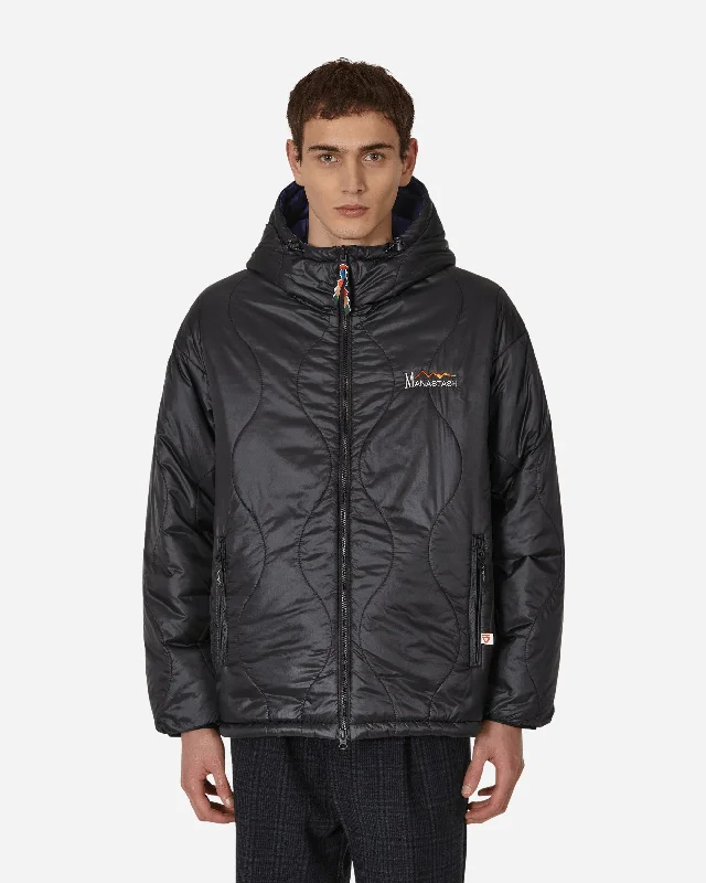 men's jackets for outdoor wear-Y2K Reversible Hooded Jacket Black