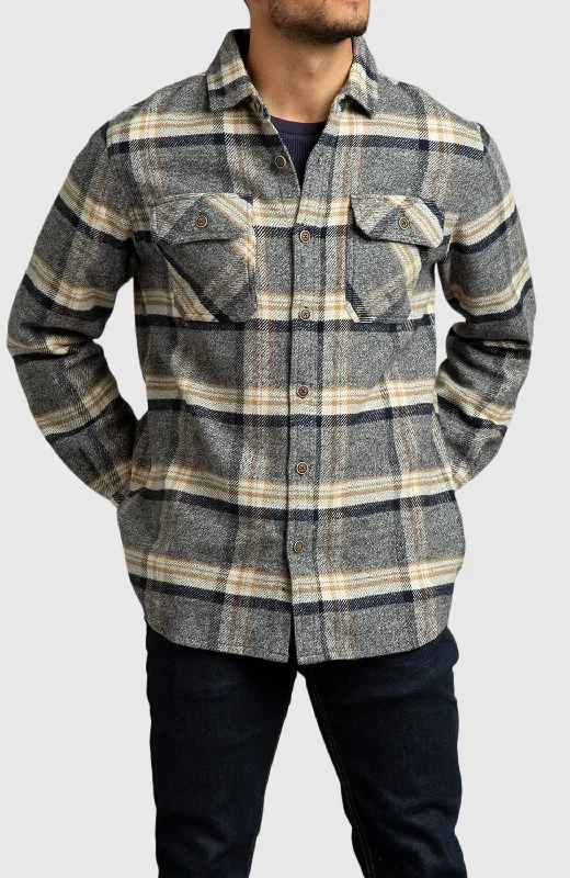 Men’s short-sleeve elan polos-Maple Melange Plaid Overshirt