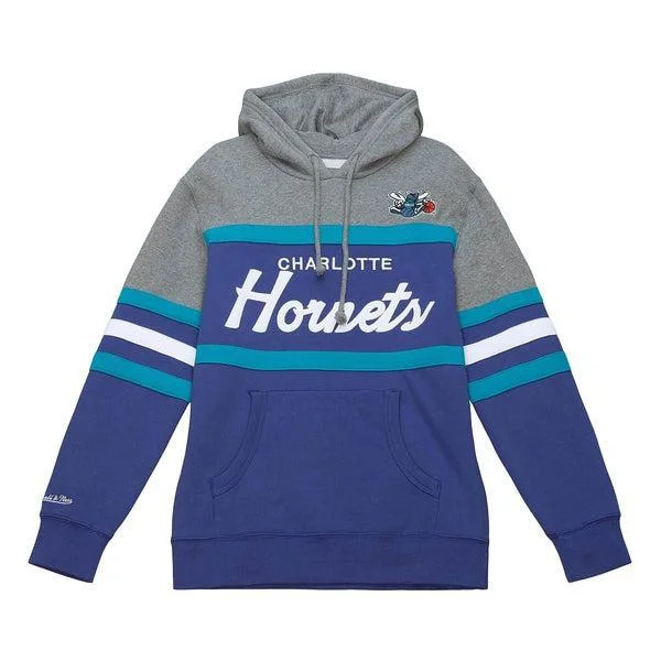 mens hoodie for hiking trips-Mitchell & Ness Charlotte Hornets Head Coach Hoody Grey