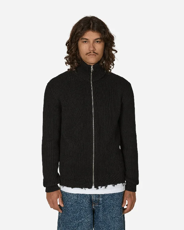 men's jackets for chilly fall days-Ribbed Cotton Jacket Black