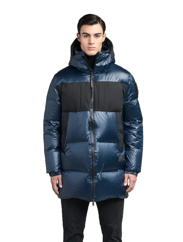 men's jackets with adjustable drawstring waist-Neelix Men's Long Puffer Jacket