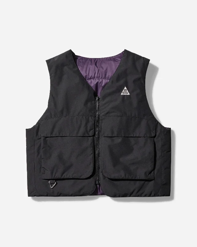 men's jackets with ultra-light padding-Men's ACG Skull Peak PrimaLoft Reversible Vest Black / Dark Raisin