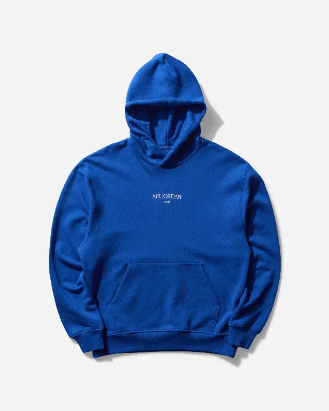 men's jackets for short winter trips-Men's Air Jordan Wordmark Fleece Pullover Hoodie Game Royal