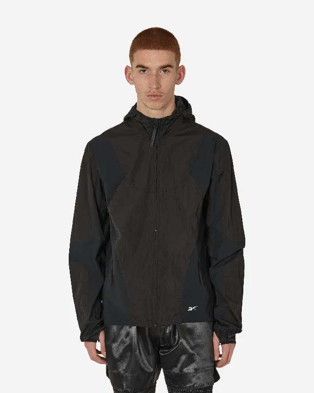 men's jackets with water-repellent coating-Paneled Running Jacket Black