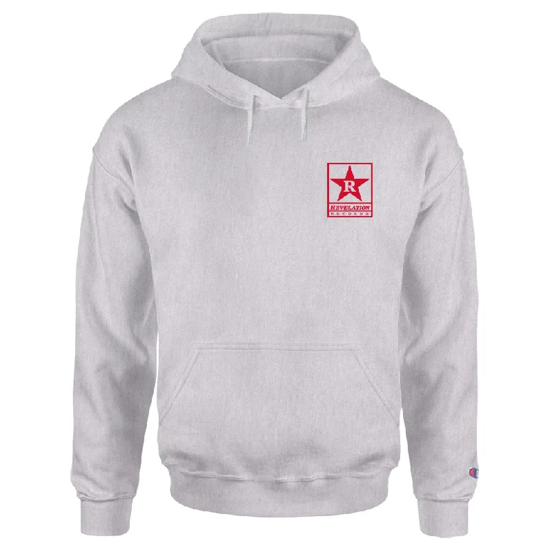 mens hoodie for evening relaxation-Revelation Records "Logo (Silver)" - Hooded Sweatshirt