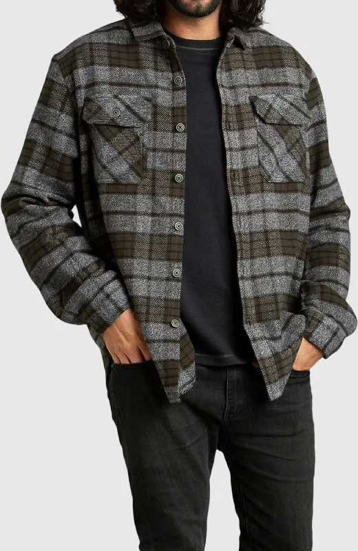 Men’s short-sleeve clad tops-Rosin Melange Plaid Overshirt