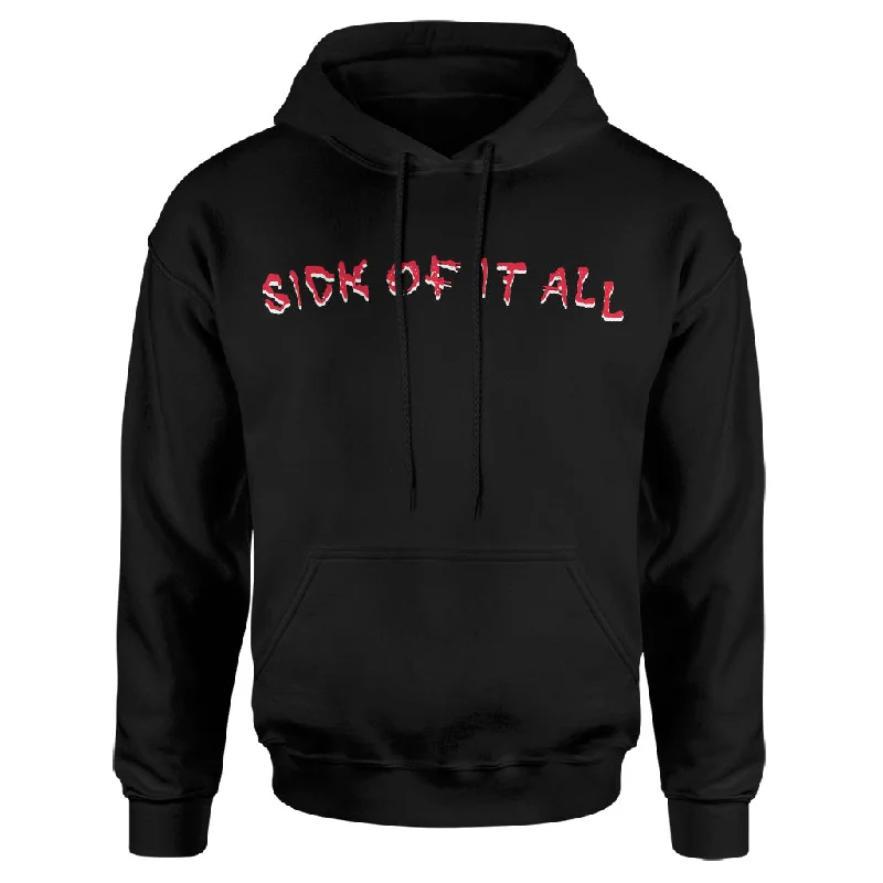 mens hoodie for trendy workouts-Sick Of It All "Logo" -  Hooded Sweatshirt