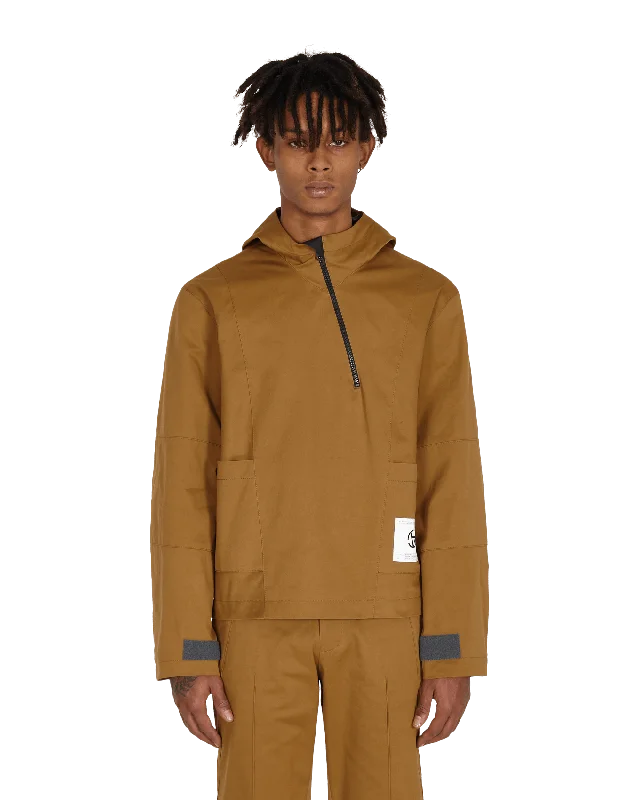 men's jackets for temperature-controlled wear-Diagonal Yuma Anorak Brown