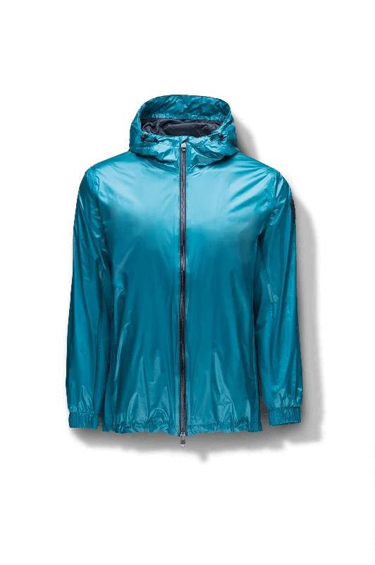 men's jackets with lightweight heat-retaining features-Stratus Men's Tailored Packable Rain Jacket