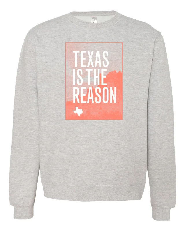 mens hoodie with outdoor wear style-Texas Is The Reason "Logo (Heather Grey)" - Crew Sweatshirt