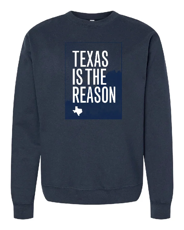 mens hoodie with everyday comfort-Texas Is The Reason "Logo (Navy)" - Crew Sweatshirt