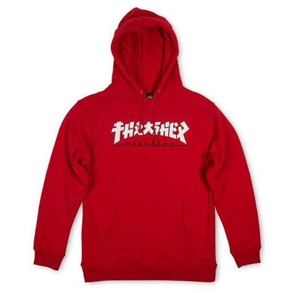 mens hoodie with dynamic fit-Thrasher Godzilla Logo Hoody Red