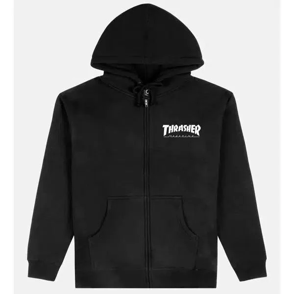 mens hoodie for classic menswear-Thrasher Magazine Little Logo Full-Zip Hoody Black