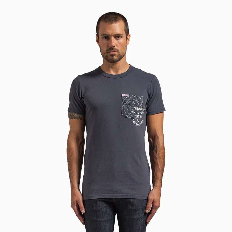 Men’s short-sleeve marled tees-Men's Bandana Buddha Pocket T Shirt