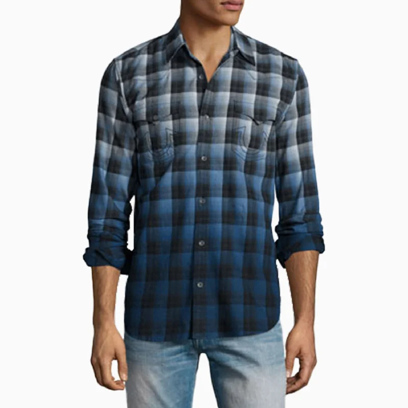 Men’s short-sleeve verve shirts-Men's Men's Dip-Dye Plaid Western Shirt