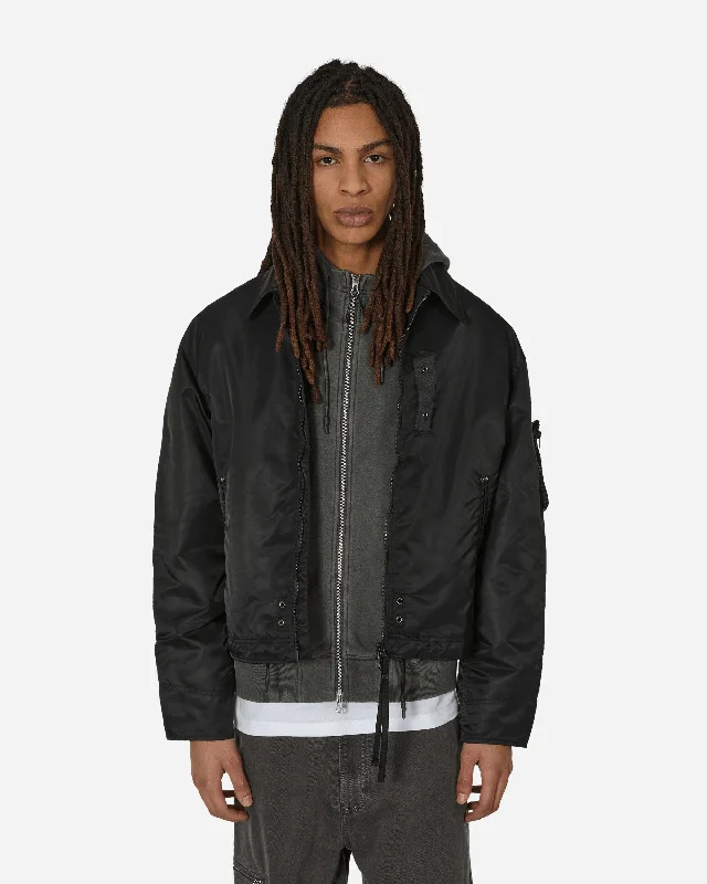 men's jackets with sporty zipper details-Flight Jacket Black