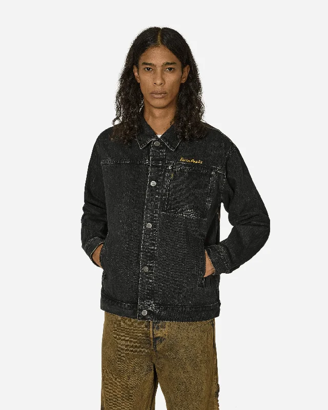 men's jackets for outdoor performance-Twin Peaks Denim Jacket Black