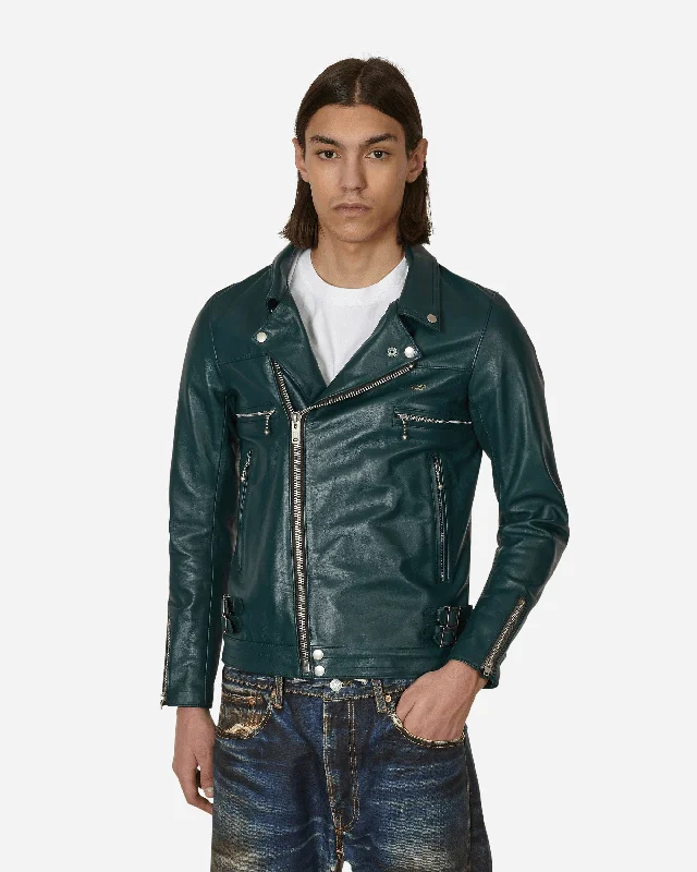 men's jackets for weekend hiking trips-Leather Rider Jacket Green