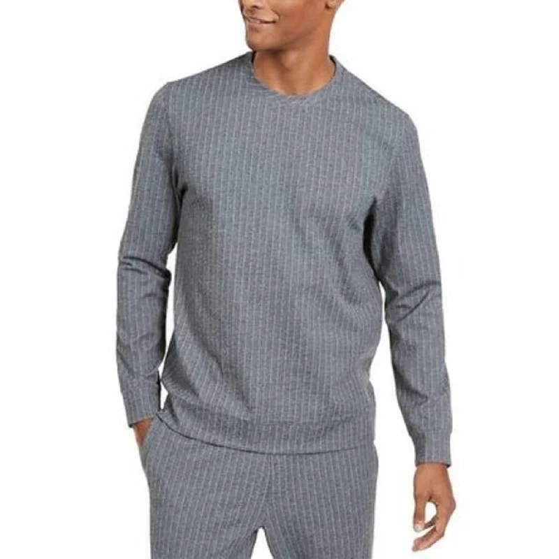 Men's shimmer sweater-Alfani Men's Classic-Fit Stretch Stripe Knit Sweatshirt Gray Size XXL