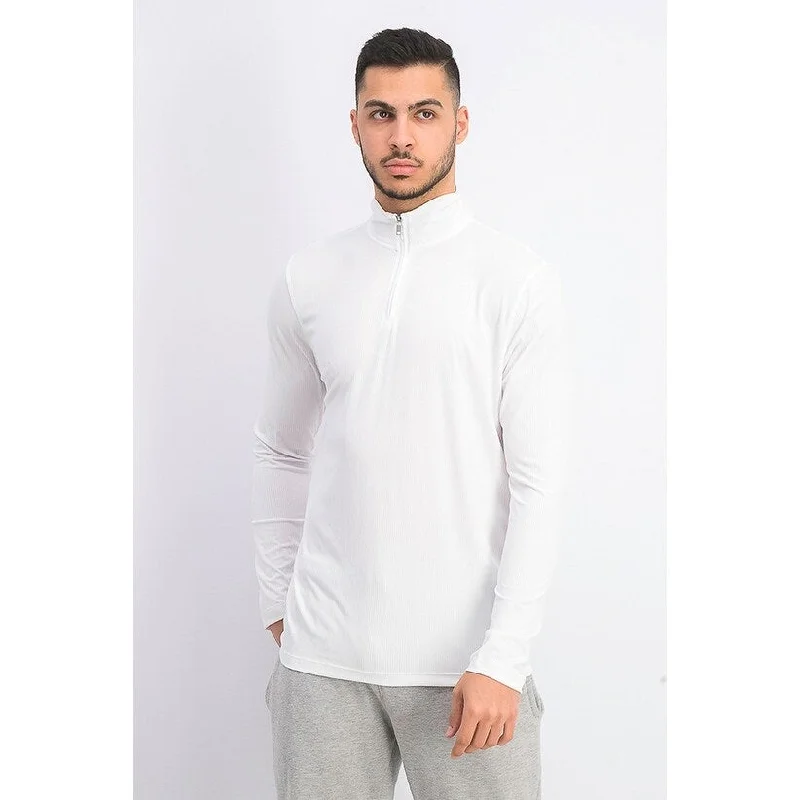 Men's pergola sweater-Alfani Men's Lightweight Ribbed Quarter-Zip Pullover White Size Extra Large - X-Large