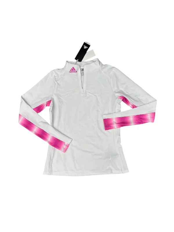 Men’s short-sleeve perk shirts-Athletic Top Long Sleeve Collar By Adidas In Pink & White, Size: Xs