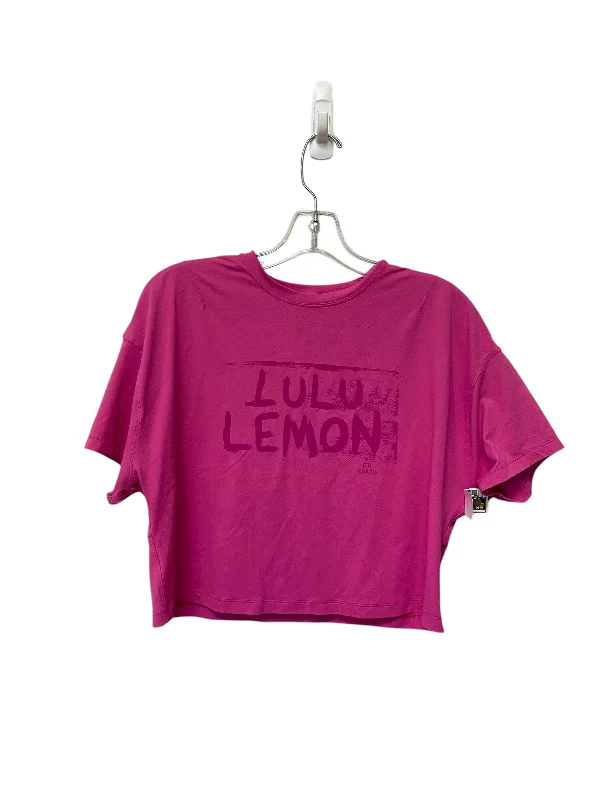 Men’s short-sleeve dote shirts-Athletic Top Short Sleeve By Lululemon In Pink, Size: S