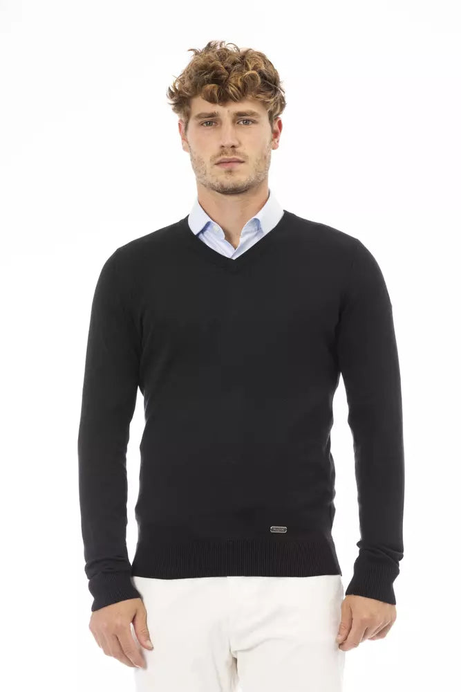 Men's ink black sweater-Baldinini Trend  Modal Men's Sweater