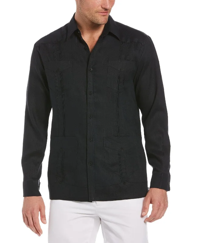 Men’s short-sleeve lilt tees-Big & Tall 100% Linen Classic Guayabera Shirt - Long Sleeve