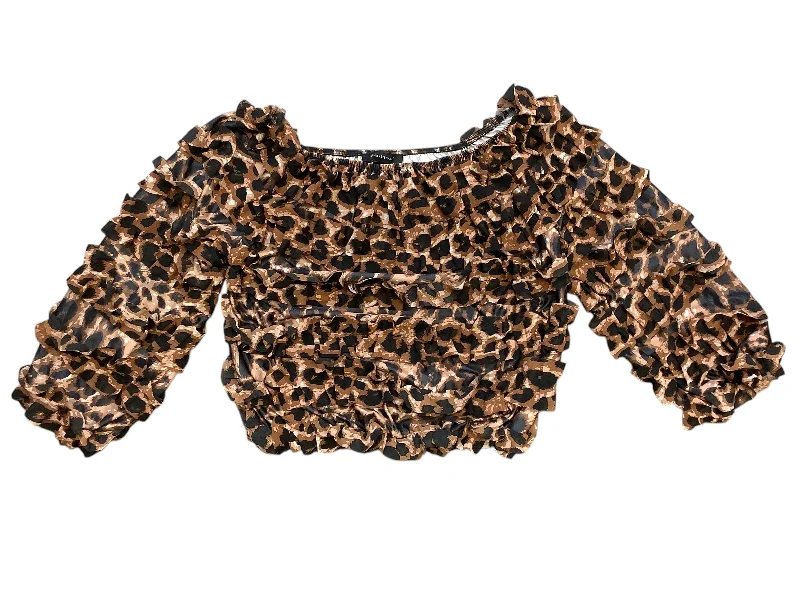 Men’s short-sleeve jolt tees-Blouse Long Sleeve By Ashley Stewart In Animal Print, Size: 1x