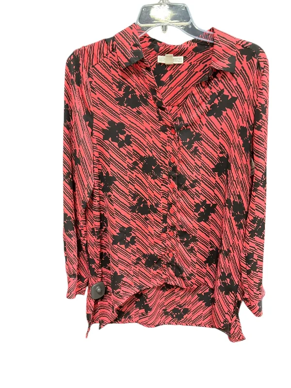 Men’s short-sleeve glum polos-Blouse Long Sleeve By Dana Buchman In Black & Red, Size: M