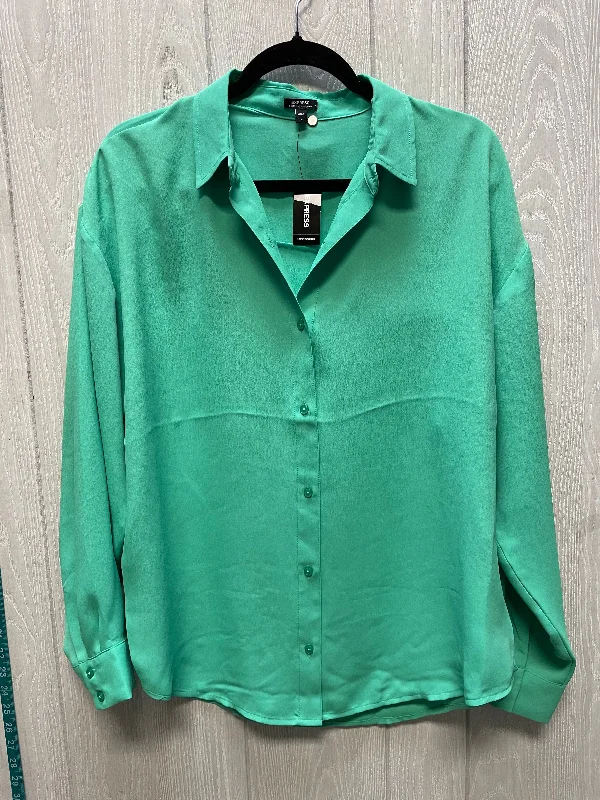 Men’s short-sleeve rush tees-Blouse Long Sleeve By Express In Green, Size: M