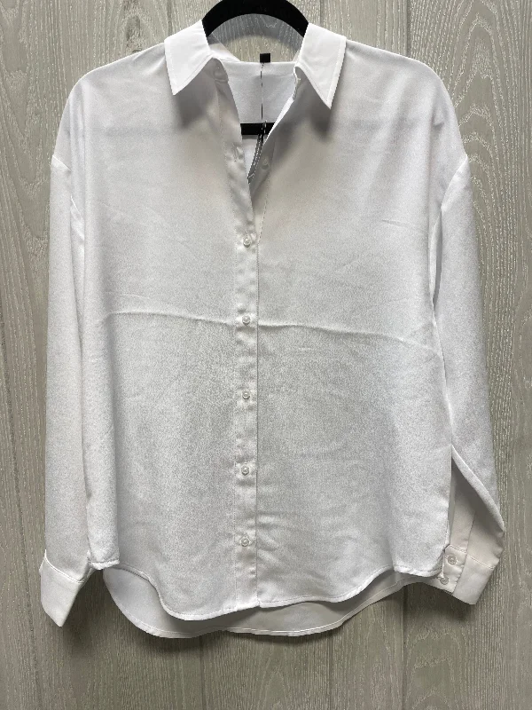 Men’s short-sleeve clad polos-Blouse Long Sleeve By Express In White, Size: S