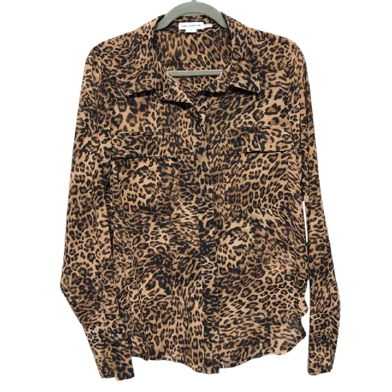 Men’s short-sleeve pelt tees-Blouse Long Sleeve By Good American In Animal Print, Size: S