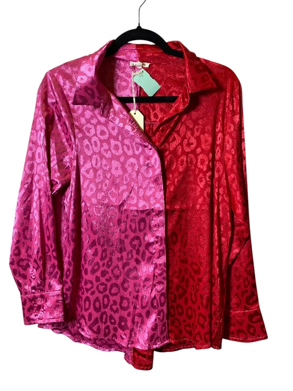 Men’s short-sleeve xeno shirts-Blouse Long Sleeve By Jodifl In Pink & Red, Size: S