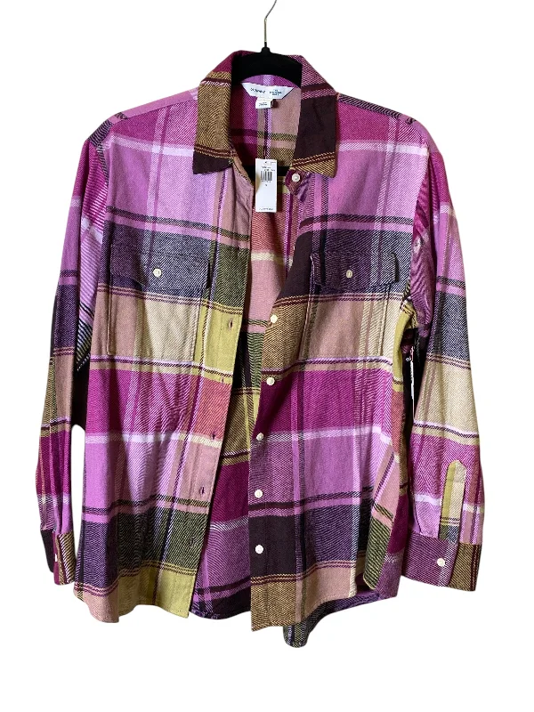 Men’s short-sleeve eave tops-Blouse Long Sleeve By Old Navy In Plaid Pattern, Size: S