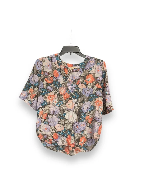 Men’s short-sleeve vane shirts-Blouse Short Sleeve By Rebecca Taylor In Floral Print, Size: S