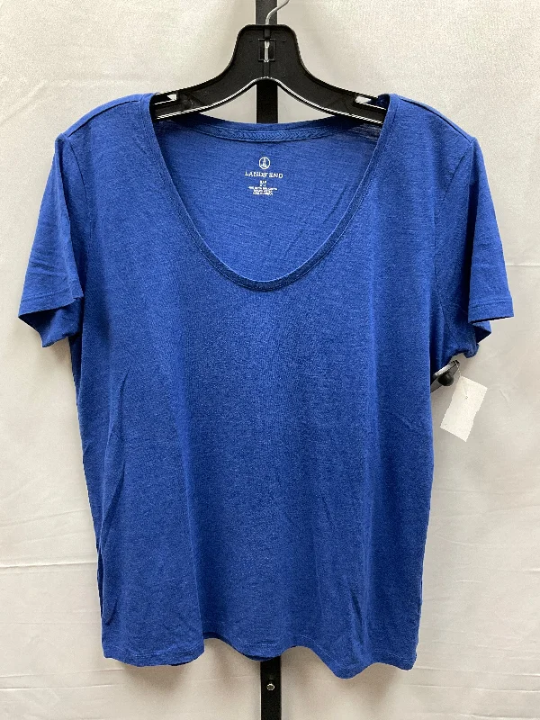 Men’s short-sleeve whorl tees-Blue Top Short Sleeve Basic Lands End, Size Petite   S