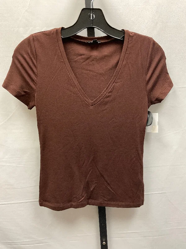 Men’s short-sleeve nook tees-Brown Top Short Sleeve Basic Express, Size Xs