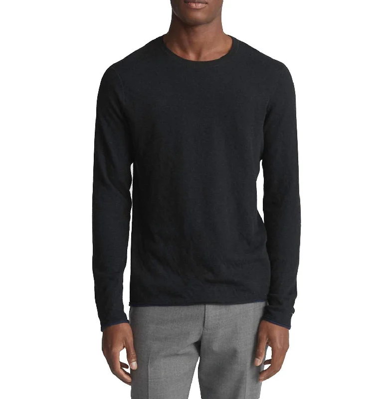 Men's guild sweater-Classic Fit Tripp Crew Neck Cotton Wool Sweater In Black