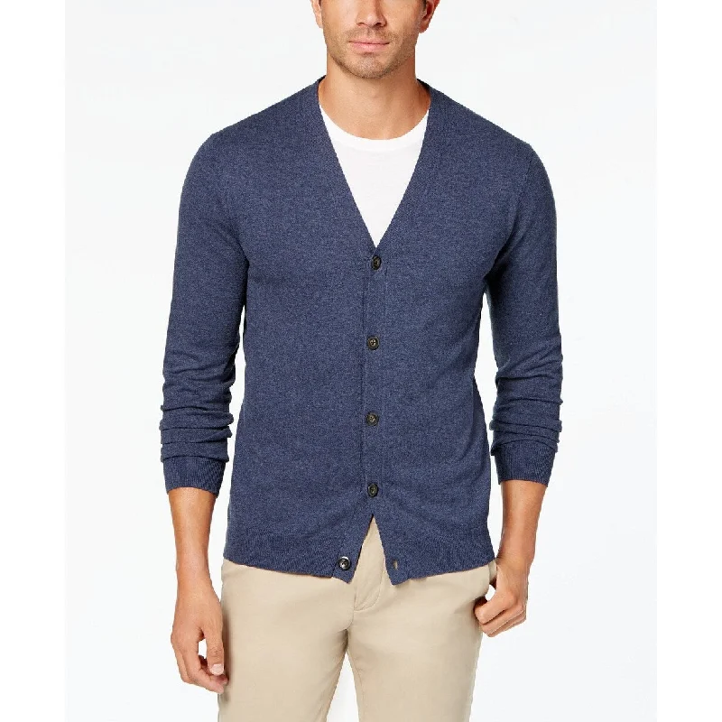 Men's oracle sweater-Club Room Men's Knit V-Neck Cardigan, Dark Blue Size Small