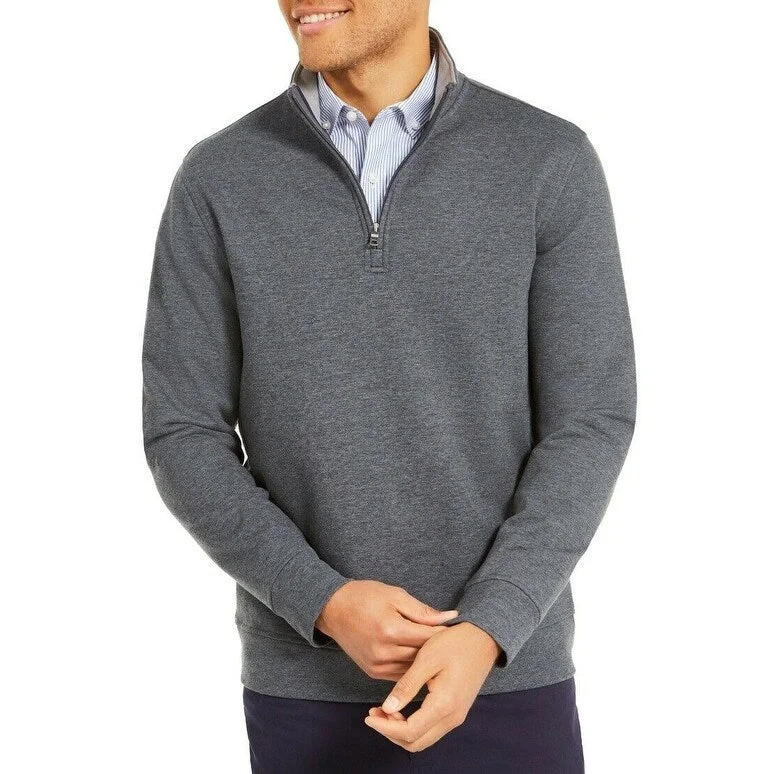 Men's bazaar sweater-Club Room Men's Stretch 1/4-Zip Fleece Sweatshirt Dark Gray Size Small