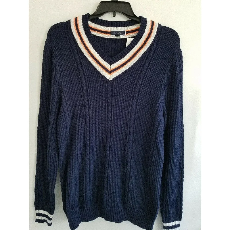 Men's spore sweater-Club Room Men's Textured Cricket Sweater Blue Size Medium