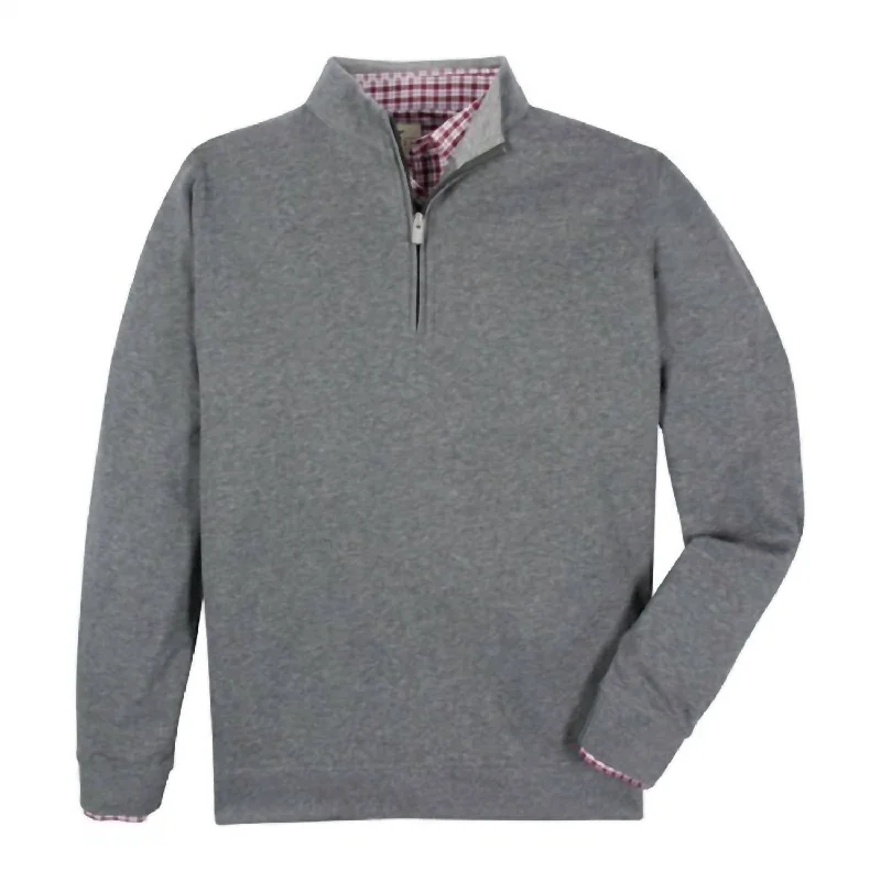 Men's yurt sweater-Cotton/modal Quarter Zip In Charcoal