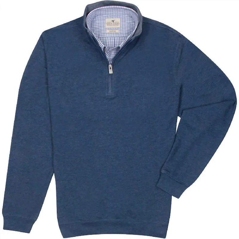 Men's subway sweater-Cotton/modal Quarter Zip In Helios