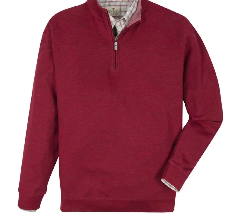 Men's bazaar sweater-Cotton Modal Quarter-Zip Pullover In Merlot