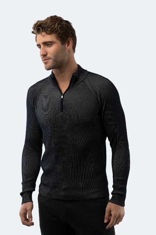 Men's tarn sweater-Dark Navy Quarter Zip