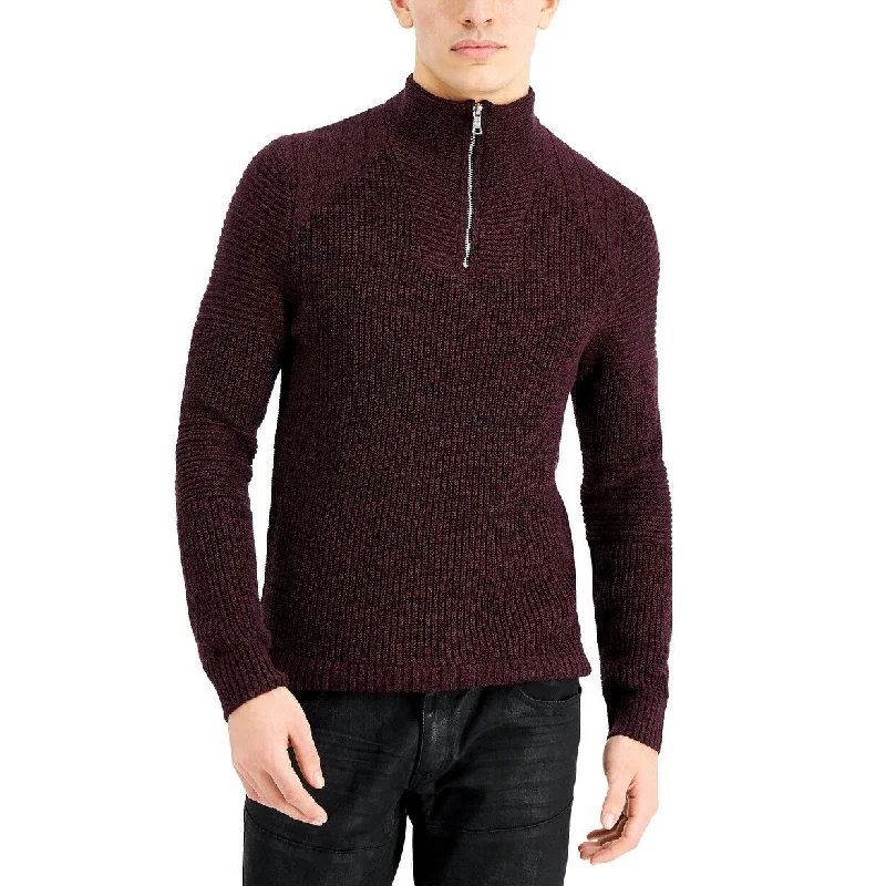 Men's cranberry sweater-INC International Concepts Men's Quarter-Zip Sweater Purple Size Small