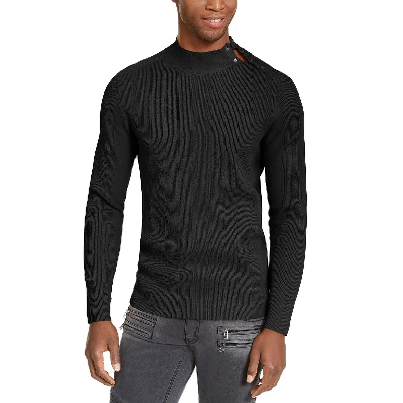 Men's gust sweater-INC International Concepts Men's Ribbed Button Neck Sweater Black Size 2 Extra Large